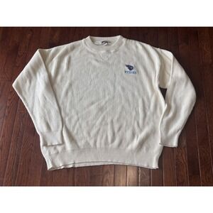 Vintage Tennessee Titans Sweater Mens L Made USA Cream Cotton NFL Pro Elite